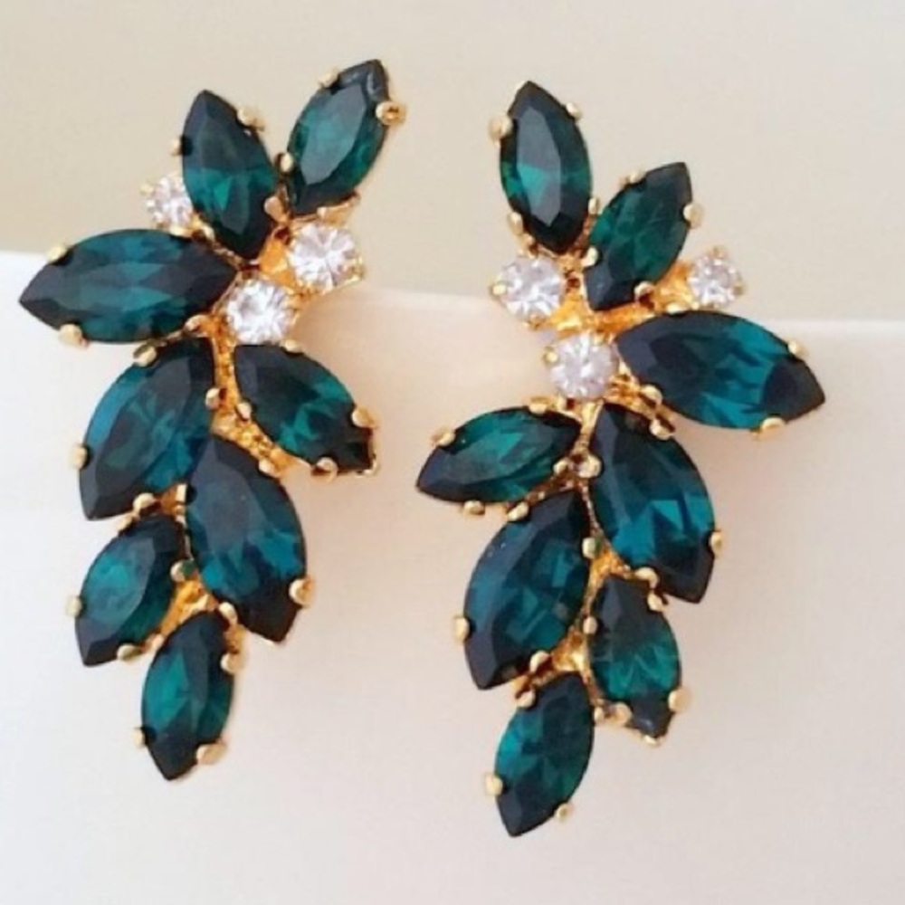 Swarovski Crystal Statement Earrings - Emerald